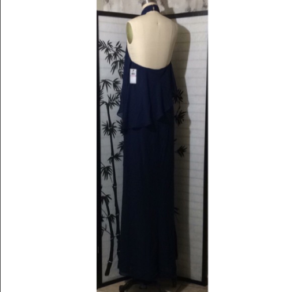 Midnight color chiffon gown by laundry - Picture 5 of 9